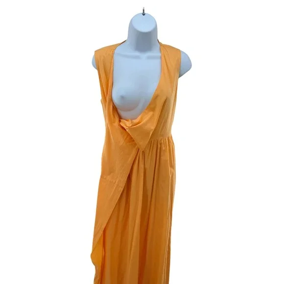 Banana Republic Voile Cotton Wrap Waist Maxi Dress sz 2 Apricot Garden Feminine - Picture 6 of 8